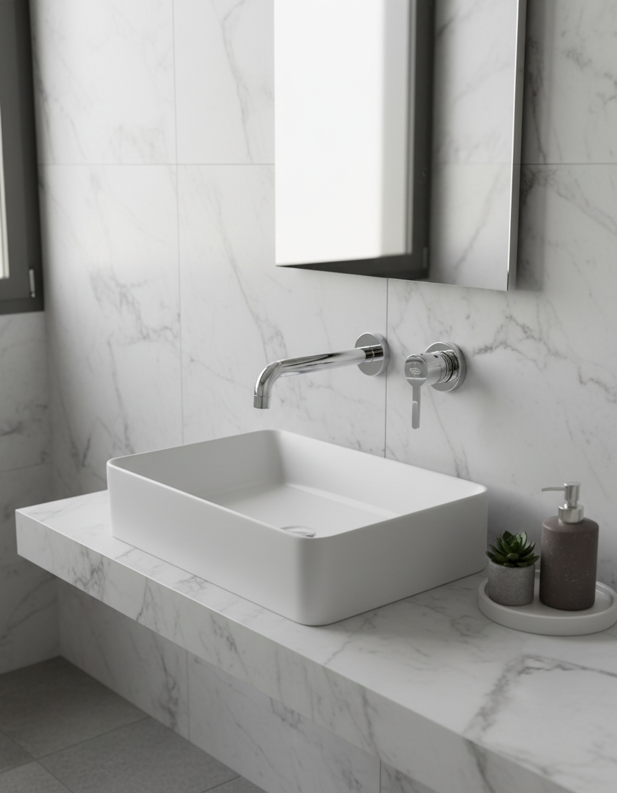 Miscelatore monocomando lavabo a muro Serie Sunset