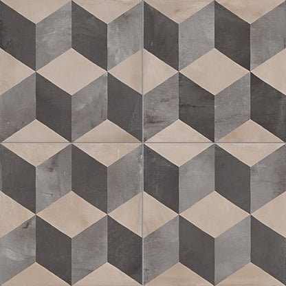 Piastrelle 20x20 Serie Terra cubo f bianco nero matt