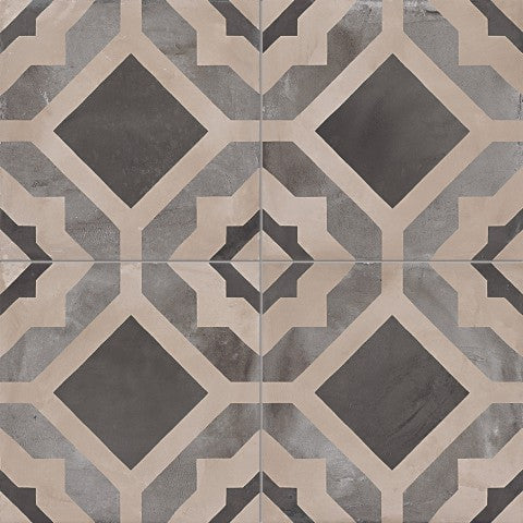 Piastrelle 20x20 Serie Terra geometrico f bianco nero matt