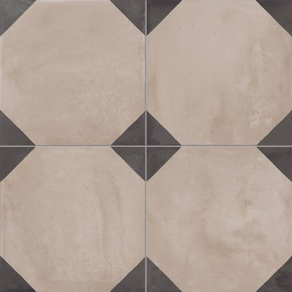 Piastrelle 20x20 Serie Terra ottagono f bianco nero matt