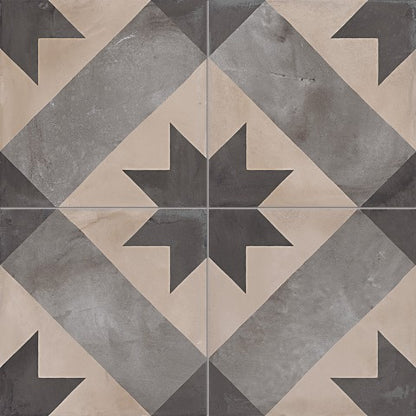 Piastrella 20x20 Serie Terra stella f bianco nero matt