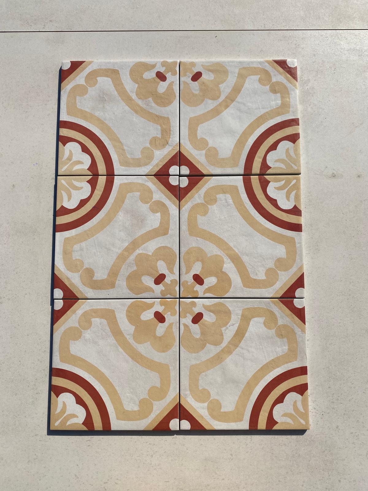 Piastrelle 20x20 Serie Terra art tea giglio tc matt giallo rosso bianco