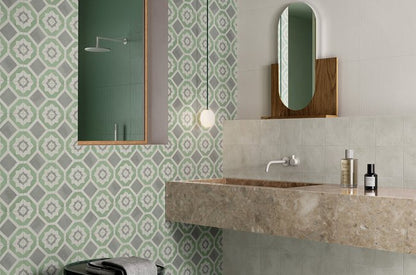 Piastrelle 20x20 Serie Terra art tea geometrico sm matt verde grigio bianco