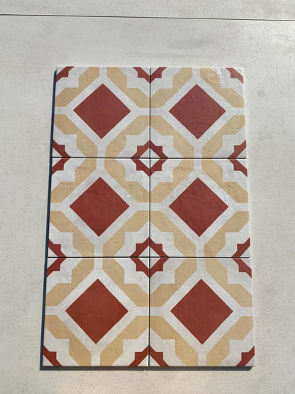 Piastrelle 20x20 Serie Terra art tea geometrico tc matt giallo rosso bianco