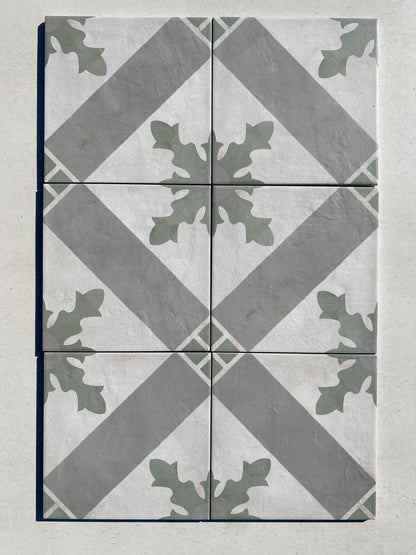 Piastrella 20x20 Serie Terra art tea card sm matt verde grigio bianco