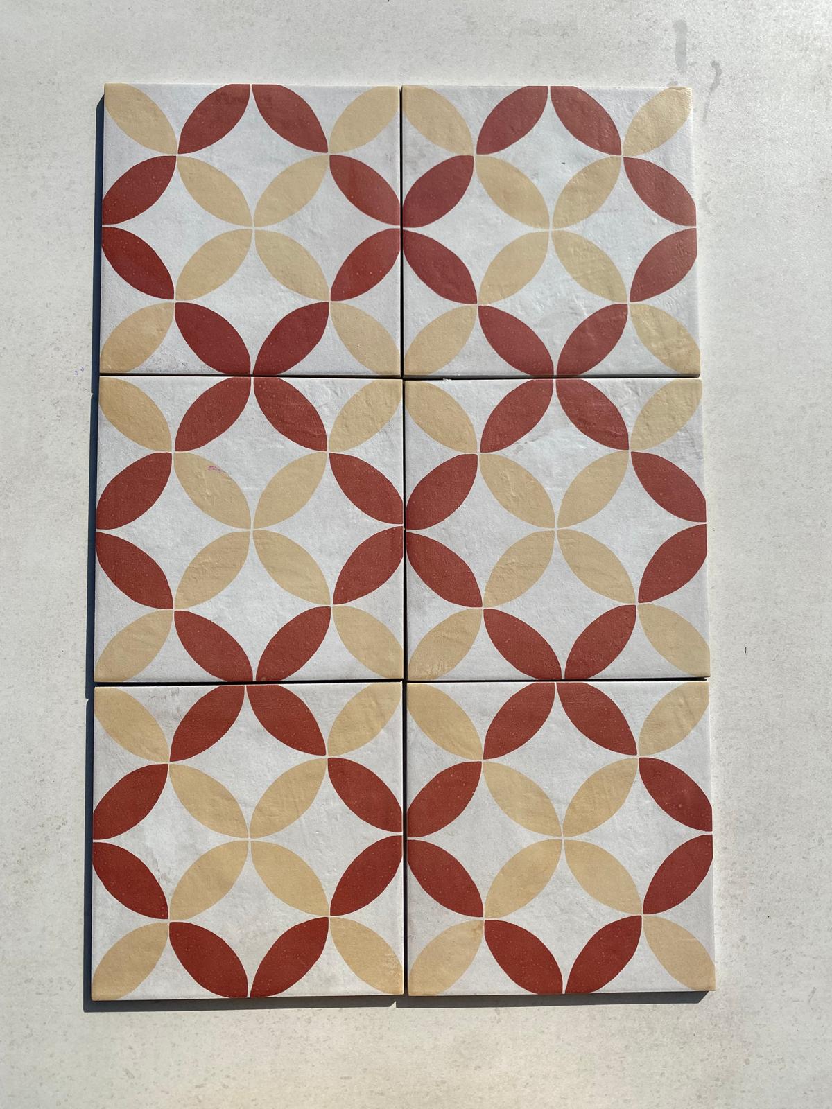 Piastrelle 20x20 Serie terra art astro tc matt giallo rosso bianco