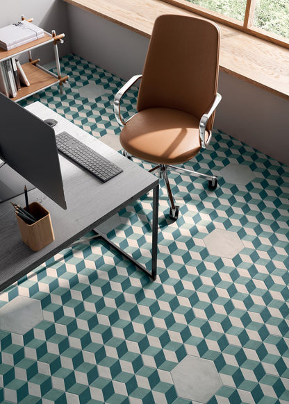 Piastrelle 20x20 Serie Terra art cubo oc matt blu verde bianco