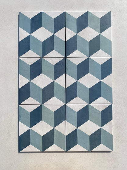 Piastrelle 20x20 Serie Terra art cubo oc matt blu verde bianco