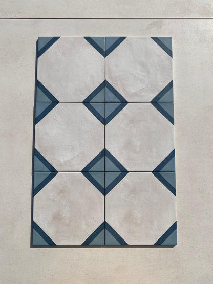 Piastrelle 20x20 Serie terra art ottagono oc matt blu verde bianco
