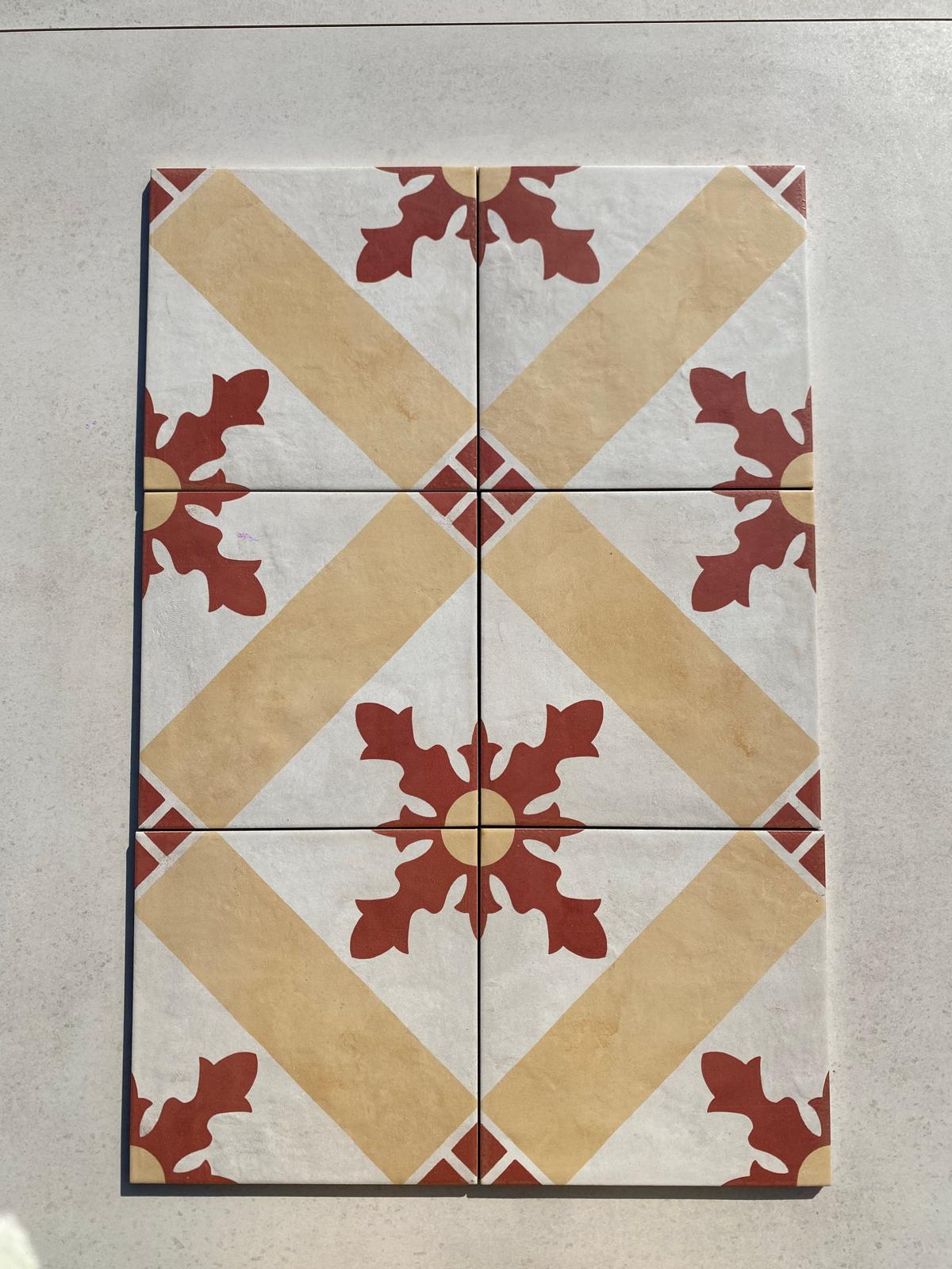 Piastrelle 20x20 Serie Terra art tea card tc matt giallo rosso bianco