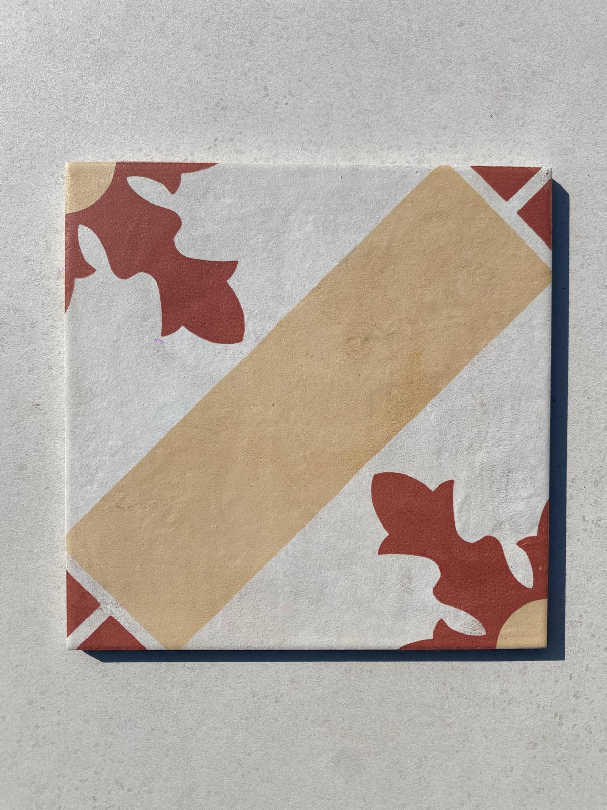 Piastrelle 20x20 Serie Terra art tea card tc matt giallo rosso bianco