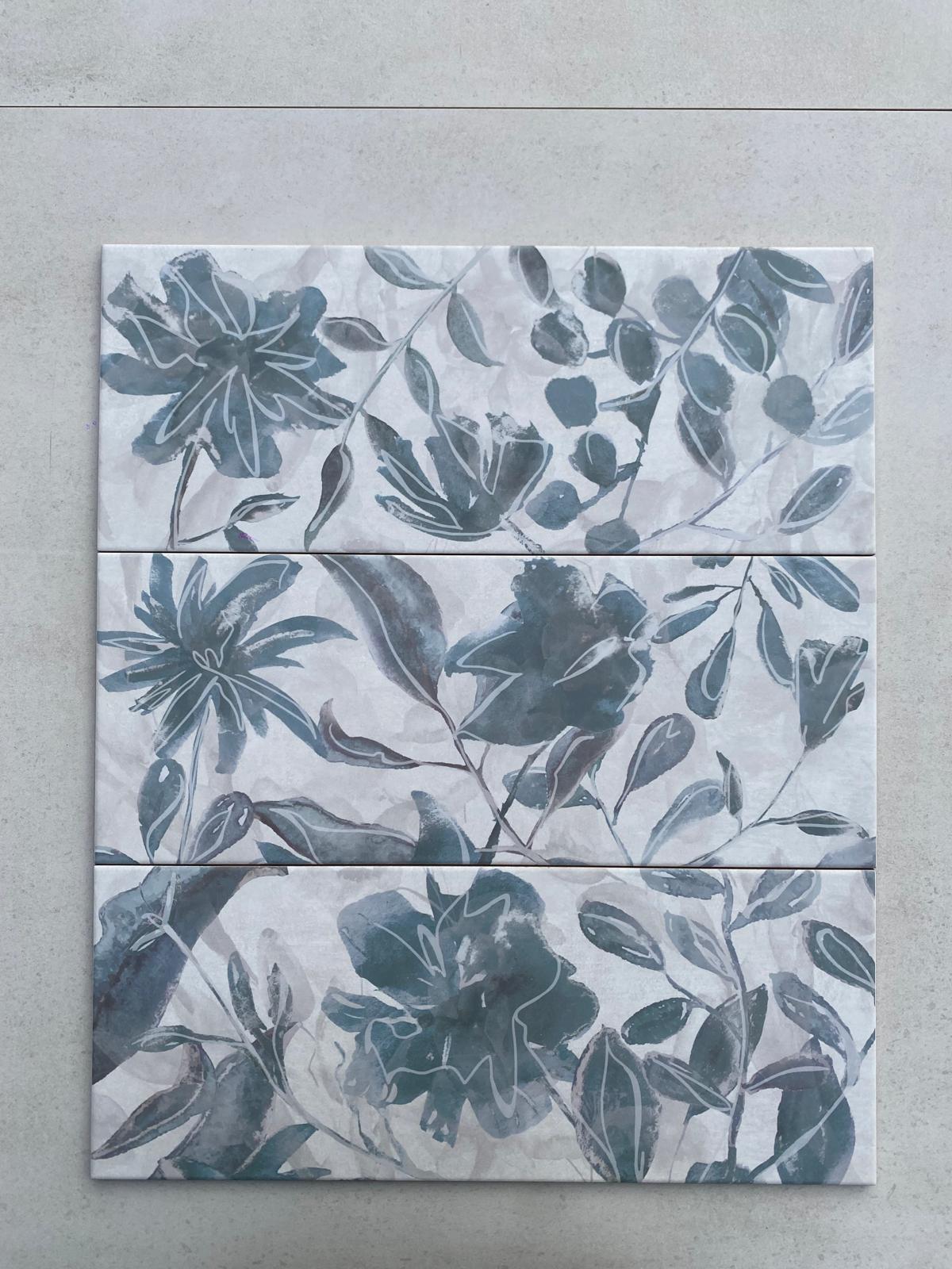 Piastrelle 20x50 Glam flowers mix grigio