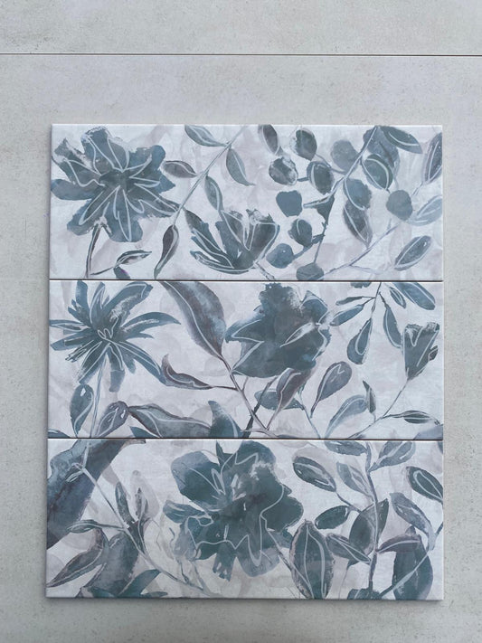 Piastrelle 20x50 Glam flowers mix grigio