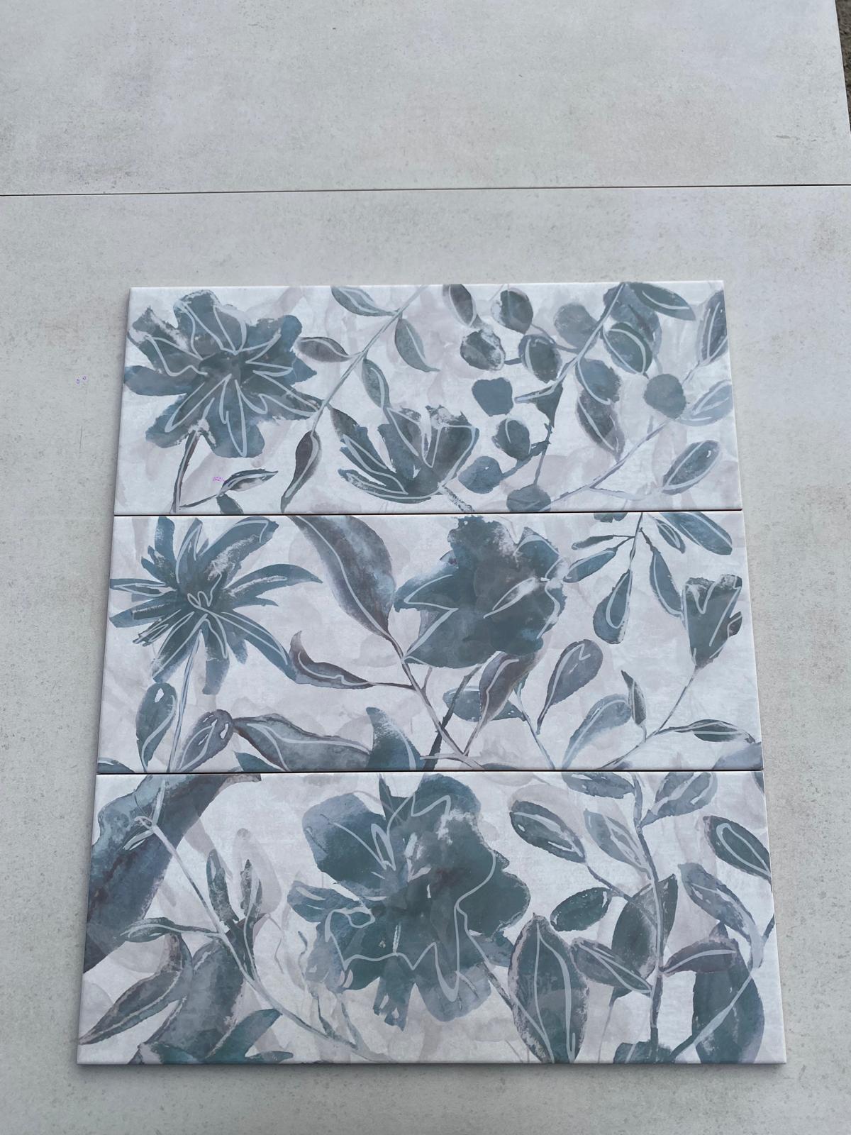 Piastrelle 20x50 Glam flowers mix grigio