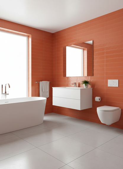 Piastrelle 20x50 Tiffany corallo fondo arancione lucido