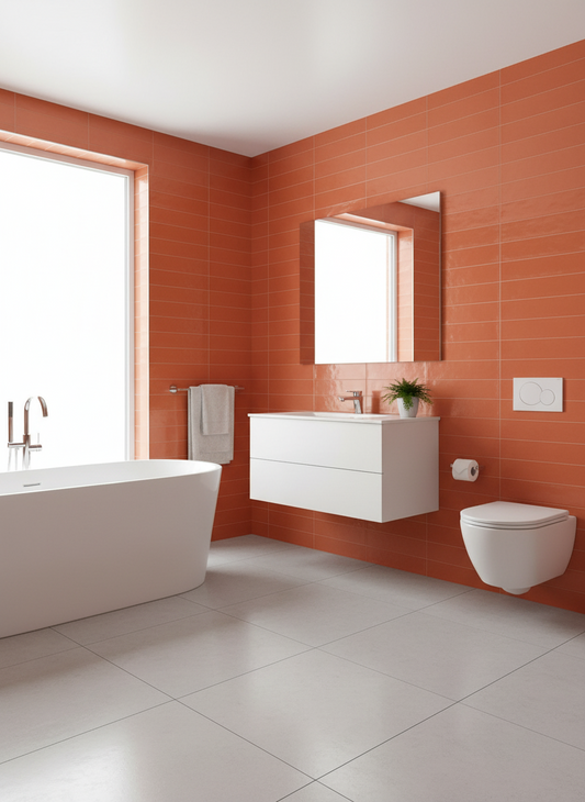 Piastrelle 20x50 Tiffany corallo fondo arancione lucido