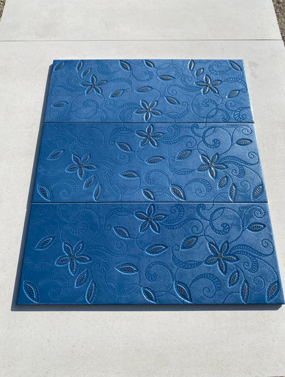 Piastrelle 20x50 Tiffany elegance zaffiro decoro blu lucido in rilievo