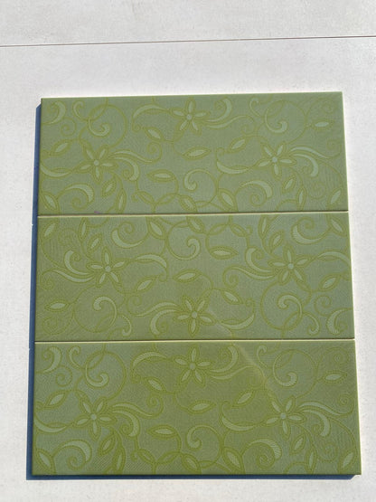 Piastrelle 20x50 Tiffany serigrafato smeraldo decoro verde lucido