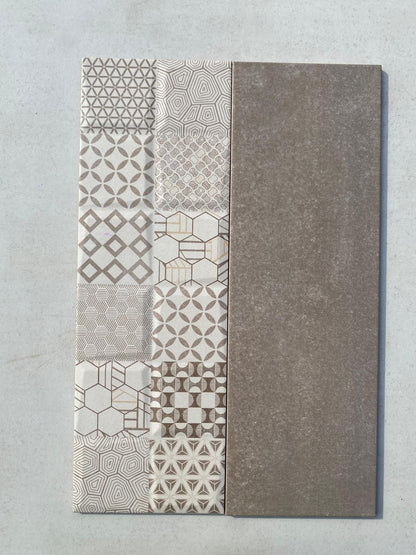 Piastrelle 20x60 Insaf crema marrone decoro in rilievo