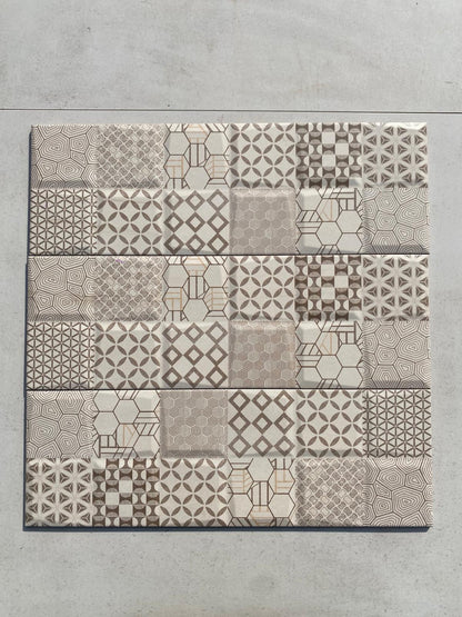Piastrelle 20x60 Insaf crema marrone decoro in rilievo