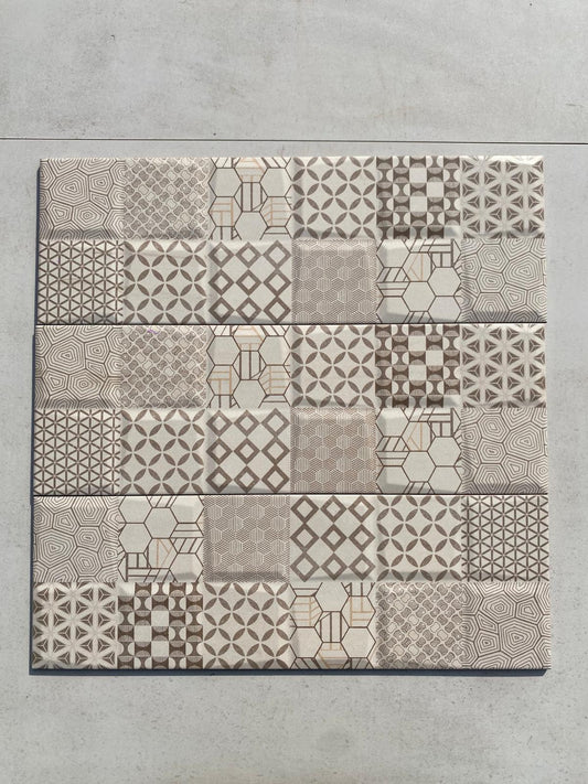 Piastrelle 20x60 Insaf crema marrone decoro in rilievo