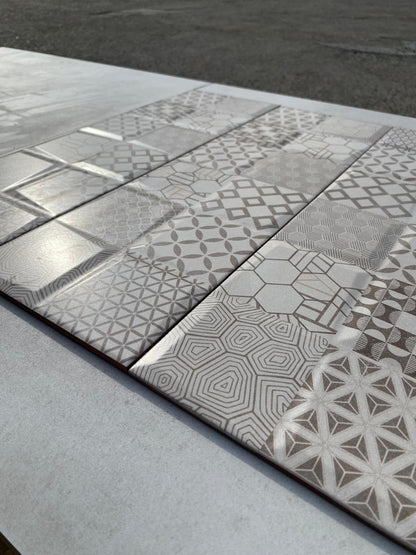 Piastrelle 20x60 Insaf crema marrone decoro in rilievo