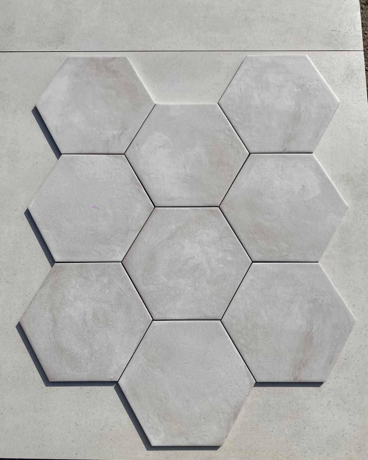 Piastrelle 25x21.6 Serie Terra art fondo bianco esagonale