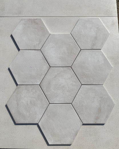 Piastrelle 25x21.6 Serie Terra art fondo bianco esagonale