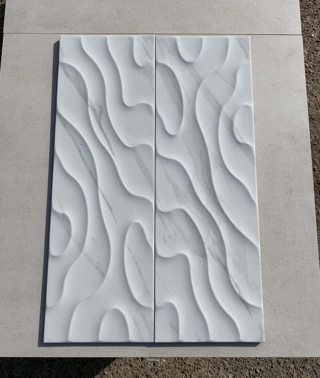 Piastrelle 25x75 Calacatta brillo decoro lucido