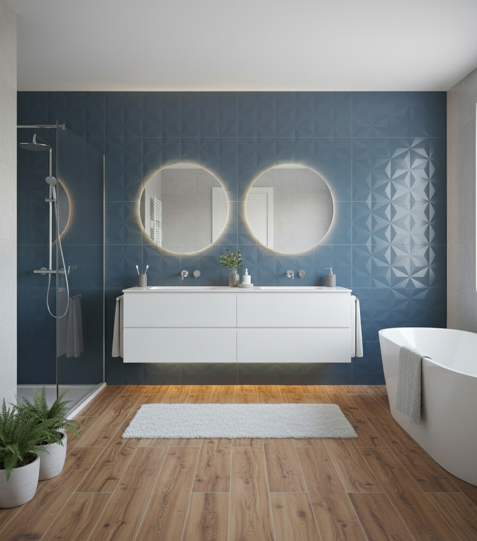 Piastrelle 40x80 Serie 4D blu diamantato mat rettificato