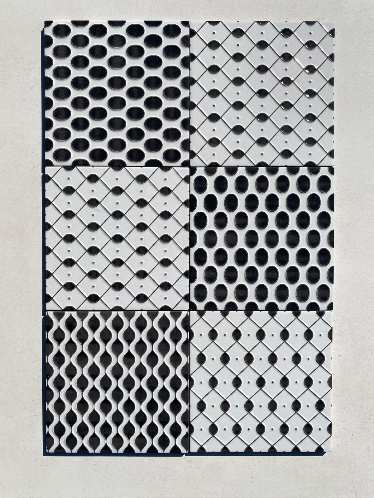 Piastrelle 20x20 Chic mix glossy bianco nero patchwork