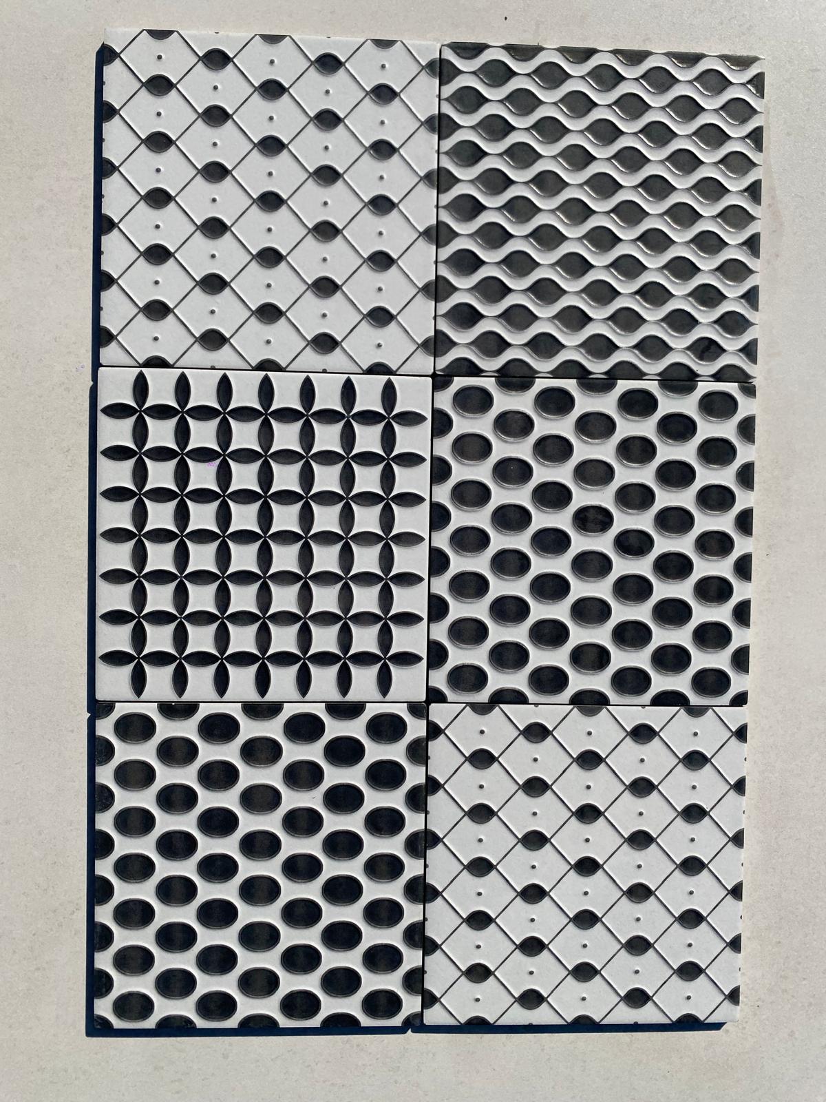 Piastrelle 20x20 Chic mix matt bianco e nero patchwork