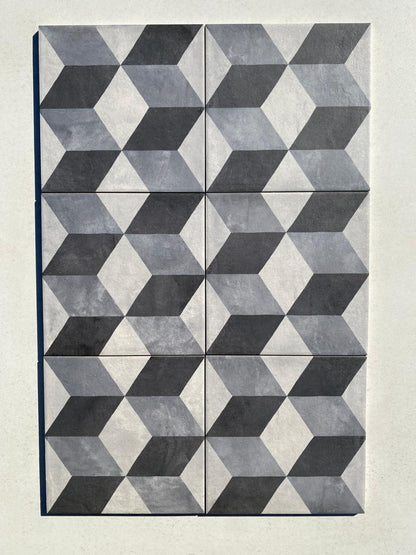 Piastrelle 20x20 Serie Terra cubo f bianco nero matt