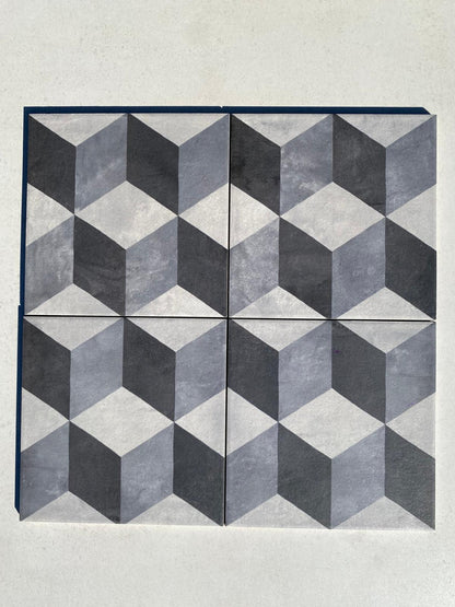 Piastrelle 20x20 Serie Terra cubo f bianco nero matt
