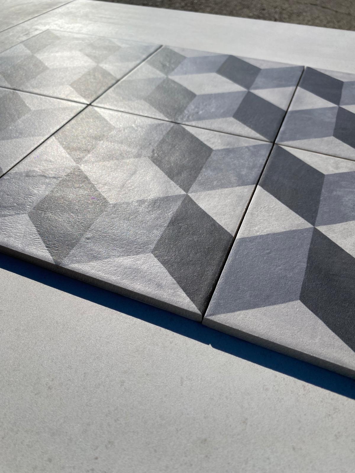 Piastrelle 20x20 Serie Terra cubo f bianco nero matt