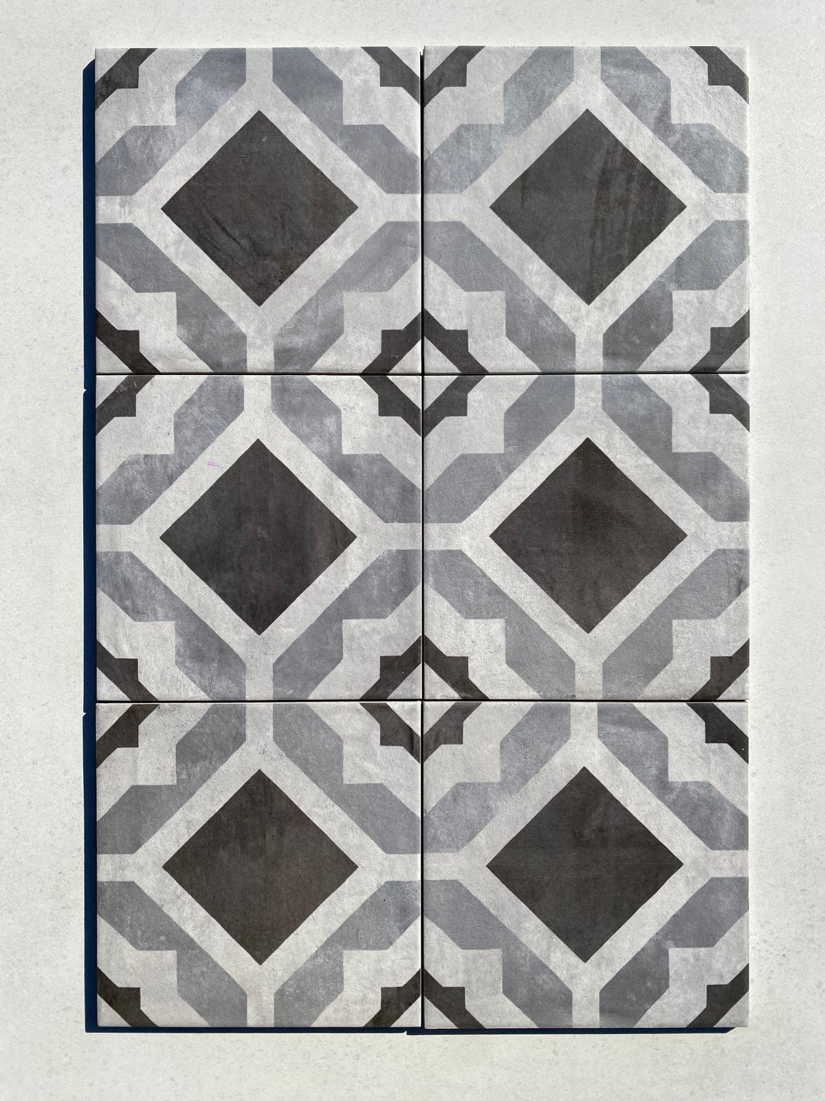 Piastrelle 20x20 Serie Terra geometrico f bianco nero matt