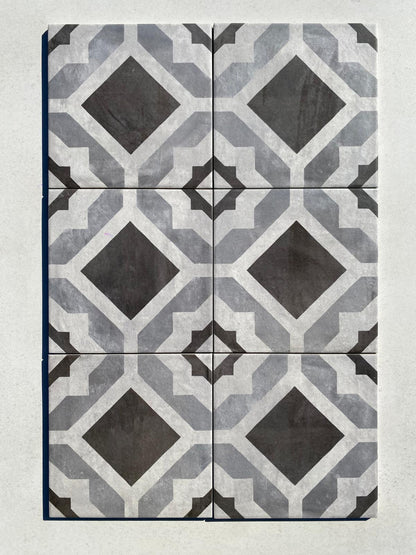 Piastrelle 20x20 Serie Terra geometrico f bianco nero matt
