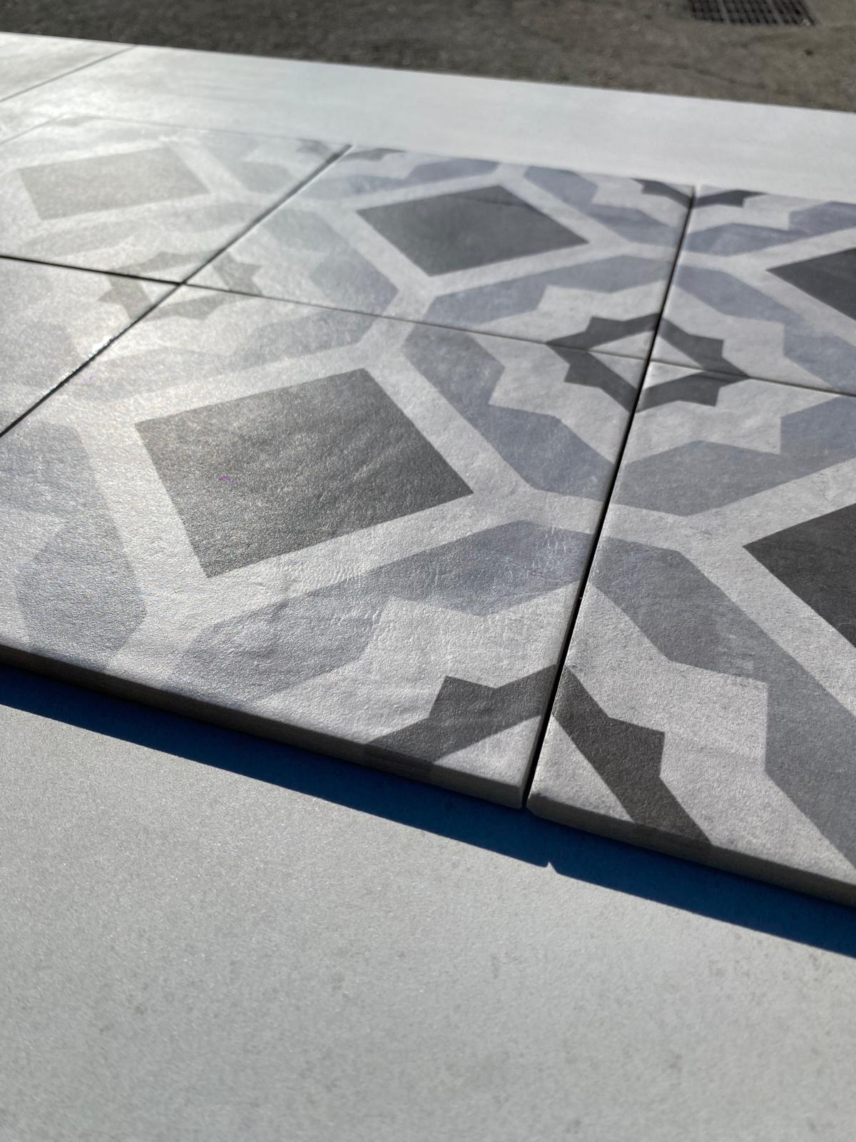Piastrelle 20x20 Serie Terra geometrico f bianco nero matt
