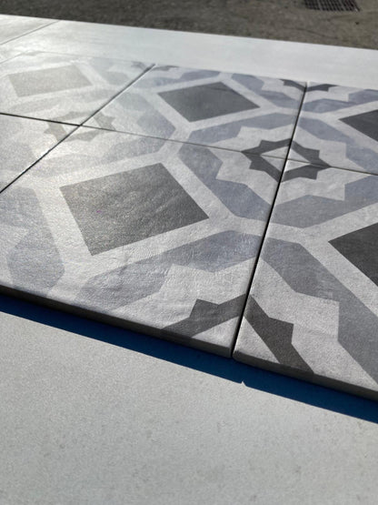Piastrelle 20x20 Serie Terra geometrico f bianco nero matt
