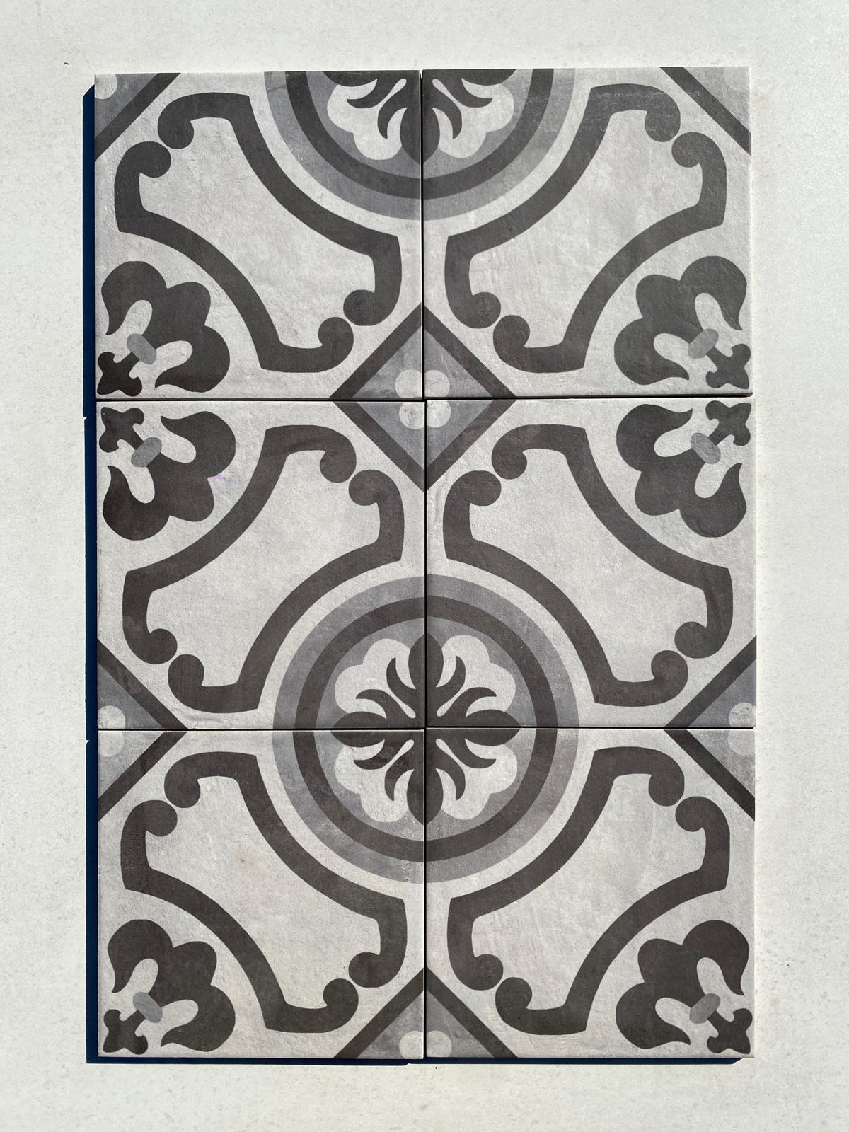 Piastrelle 20x20 Serie Terra giglio f bianco nero matt