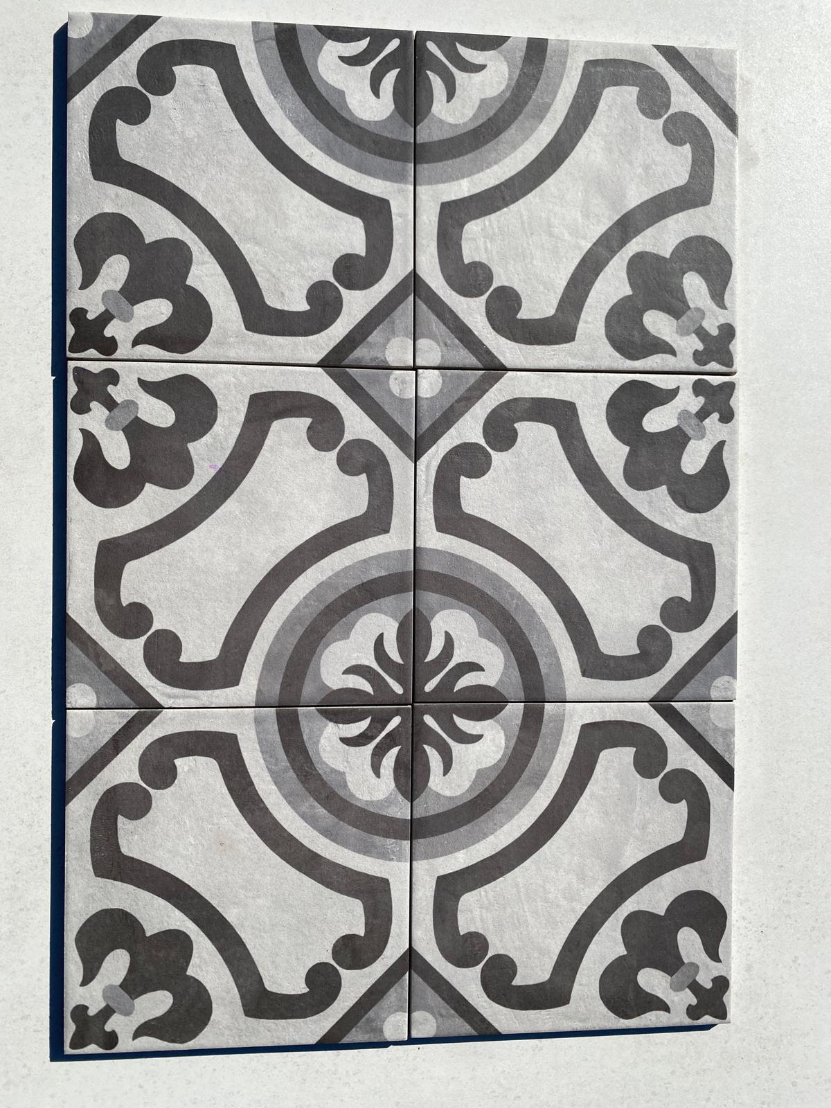 Piastrelle 20x20 Serie Terra giglio f bianco nero matt