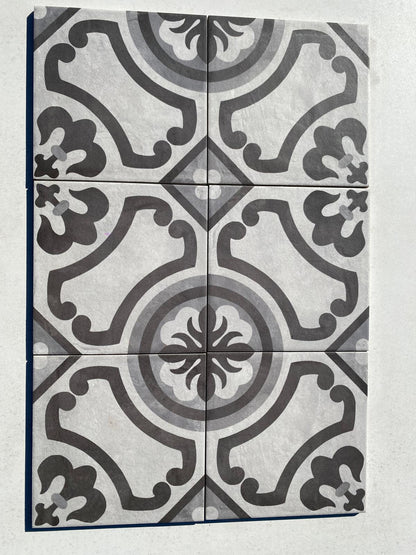 Piastrelle 20x20 Serie Terra giglio f bianco nero matt