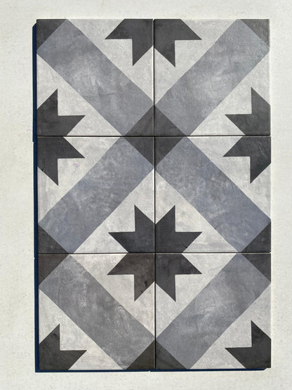 Piastrella 20x20 Serie Terra stella f bianco nero matt
