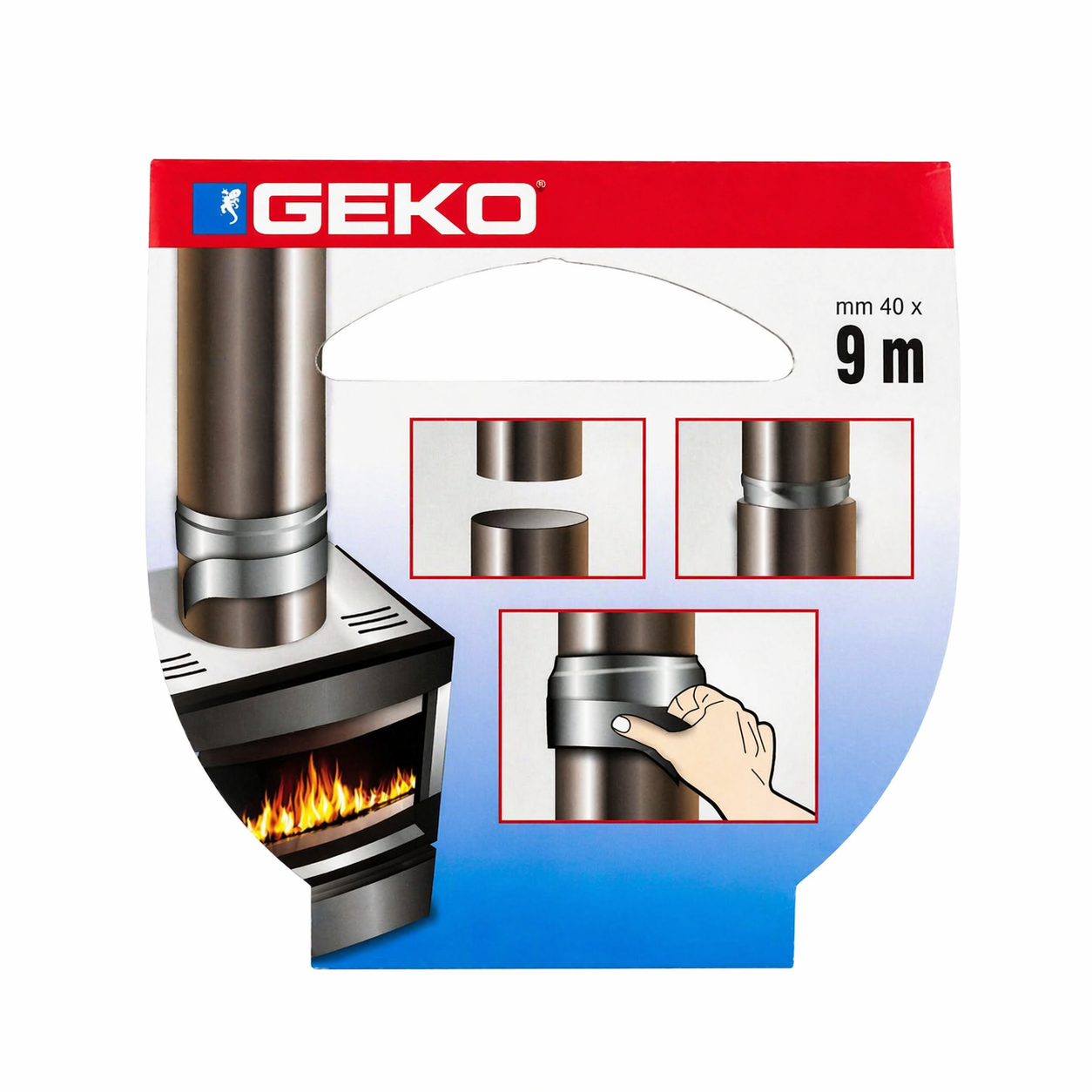 Geko - Nastro Adesivo Alluminio Alta Temperatura 40 mm x 9 m – Resistente da -50°C a +150°C