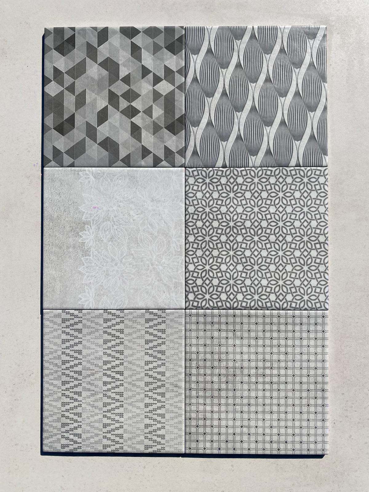Piastrelle 20x20 juta trama mix bianco patchwork