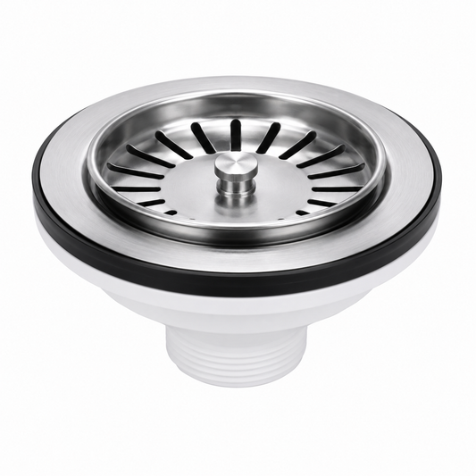 Piletta basket Senza troppopieno - Piletta con cestello inox per lavello cucina – Resistente e facile da installare