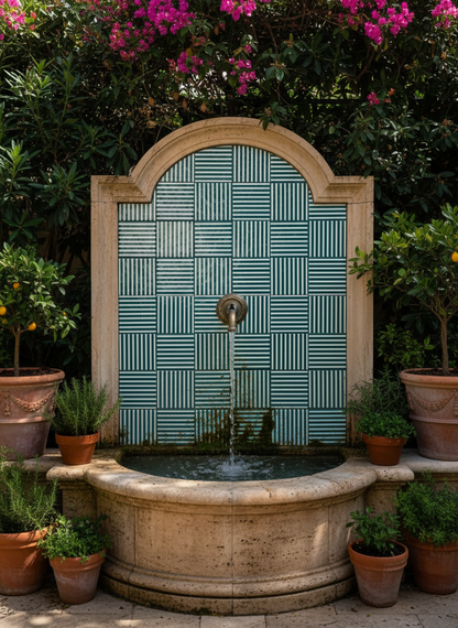 Piastrelle 13x13 Mille righe verde smeraldo