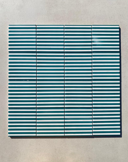 Piastrelle 13x13 Mille righe verde smeraldo