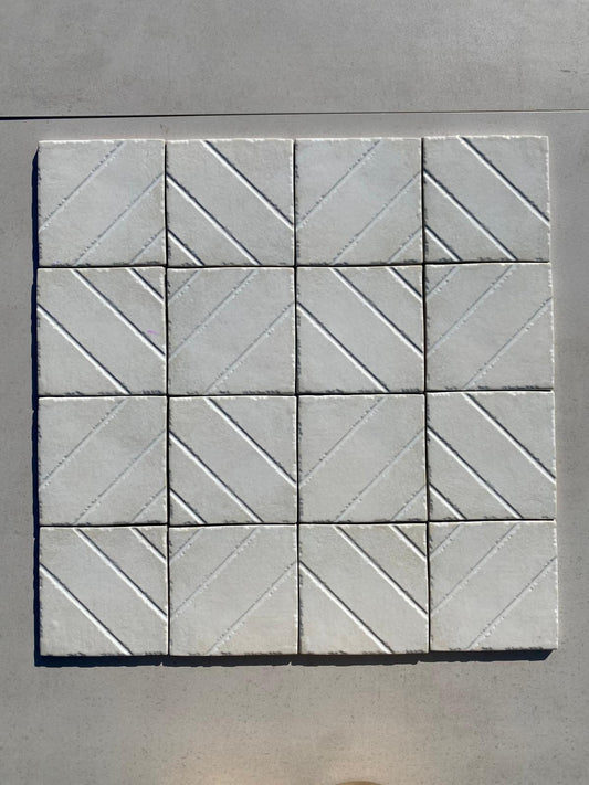 Piastrelle 15x15 Losanga perla avorio lucido decorato