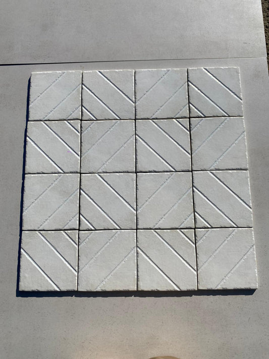 Piastrelle 15x15 Losanga perla avorio lucido decorato